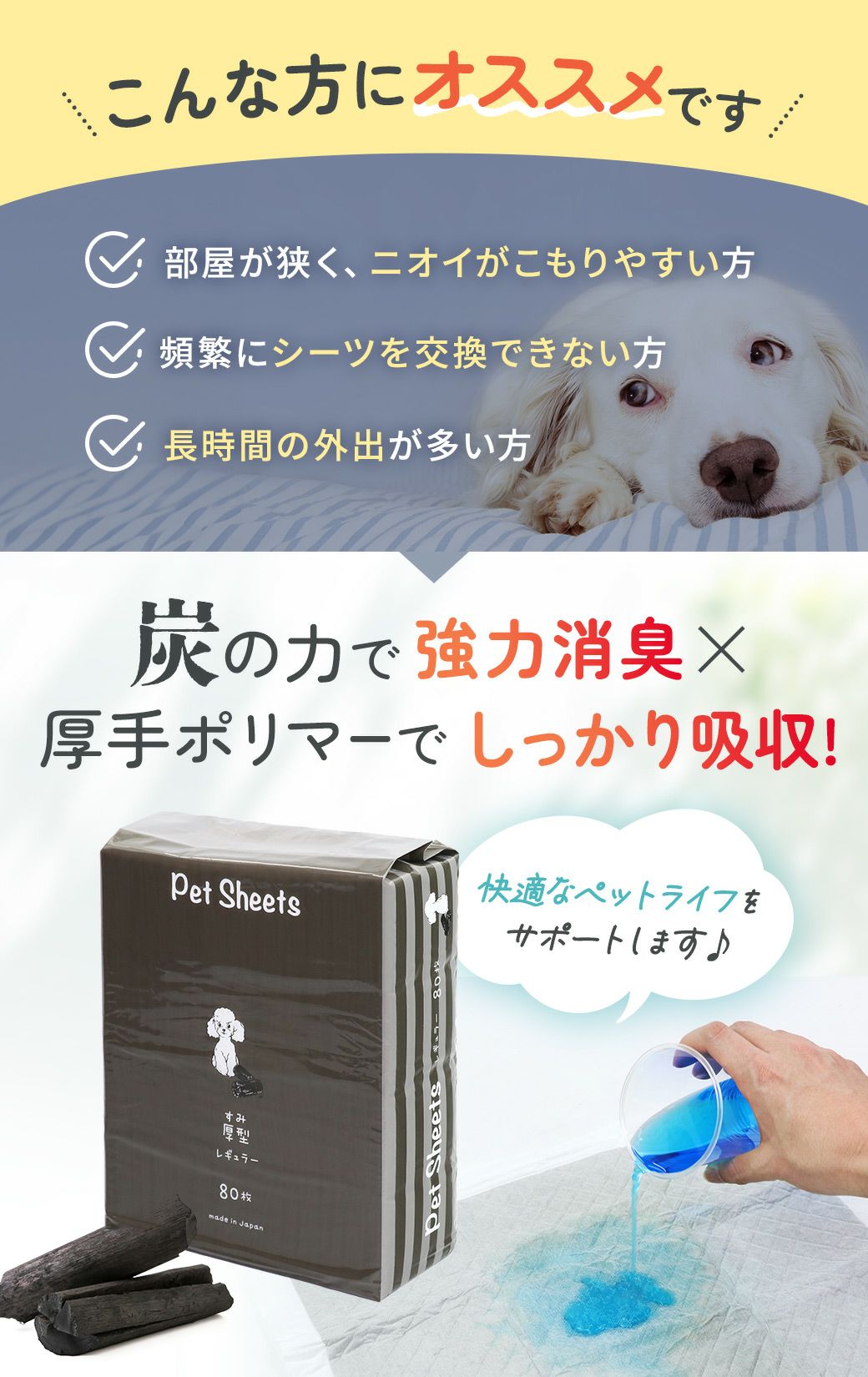 ペットシーツ 厚型 炭入り消臭 レギュラー ワイド スーパーワイド 1
