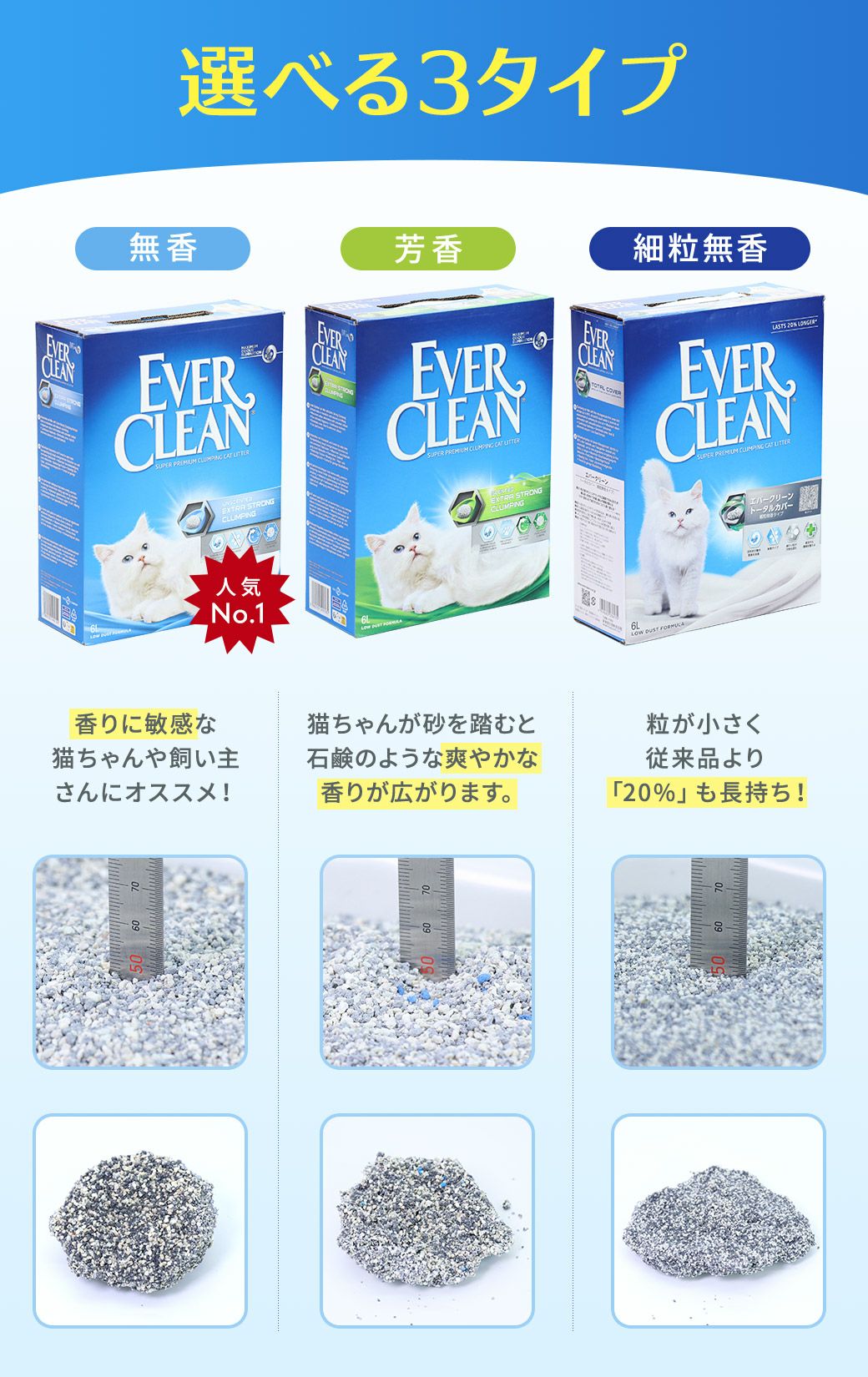 エバークリーン 無香 芳香 細粒無香 6L×3個セット トイレ砂 小粒 鉱物